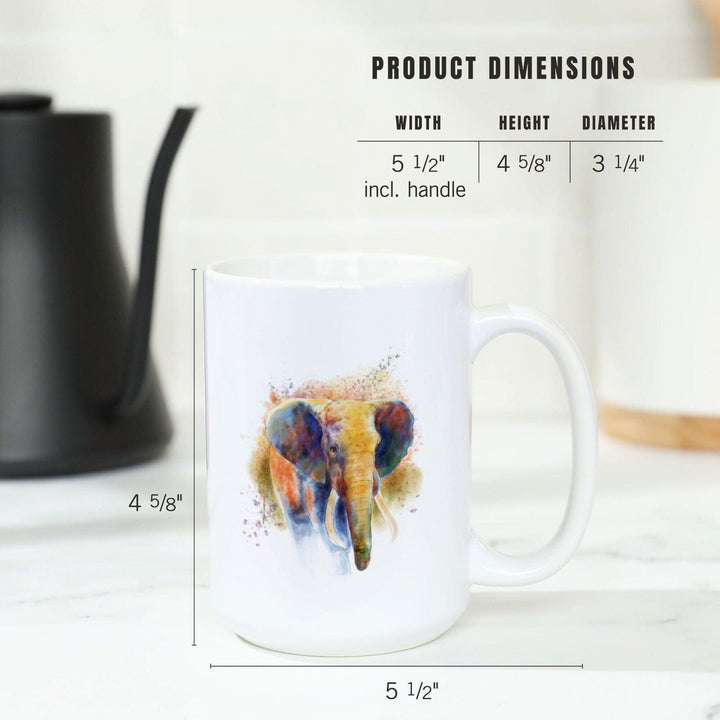 African Elephant, Watercolor, Lantern Press Artwork, Ceramic Mug Mugs Lantern Press 