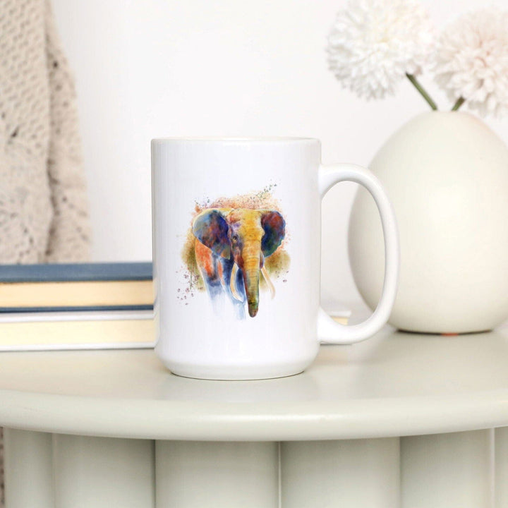 African Elephant, Watercolor, Lantern Press Artwork, Ceramic Mug Mugs Lantern Press 