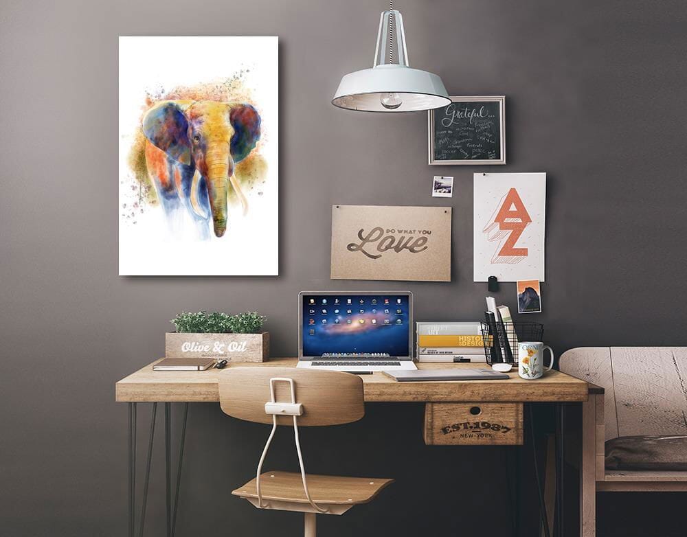 African Elephant, Watercolor, Lantern Press Artwork, Stretched Canvas Canvas Lantern Press 