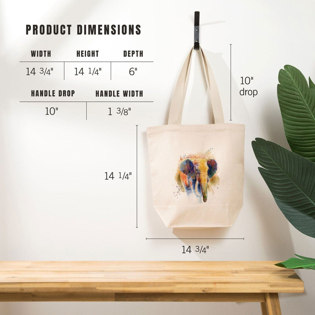 African Elephant, Watercolor, Lantern Press Artwork, Tote Bag Totes Lantern Press 