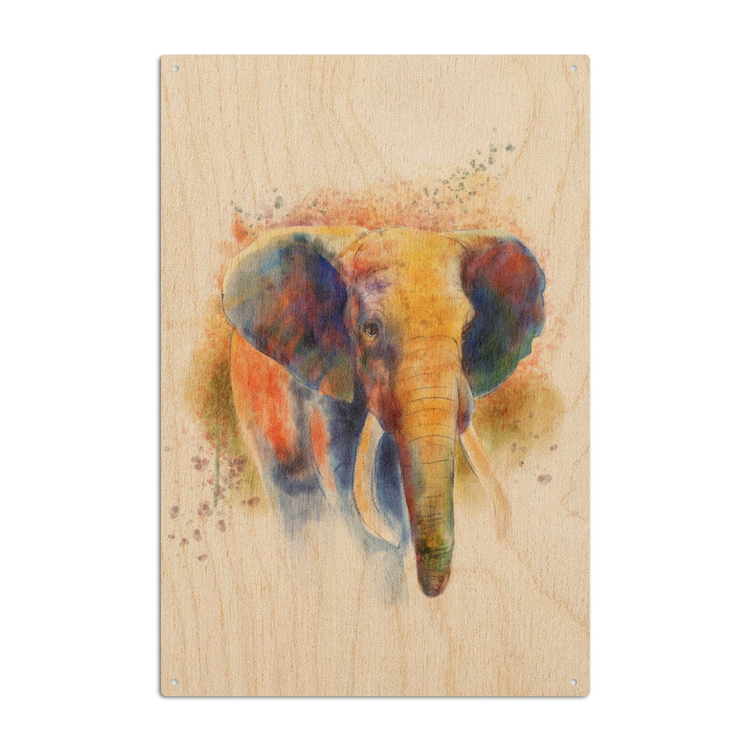 African Elephant, Watercolor, Lantern Press Artwork, Wood Signs and Postcards Wood Lantern Press 10 x 15 Wood Sign 