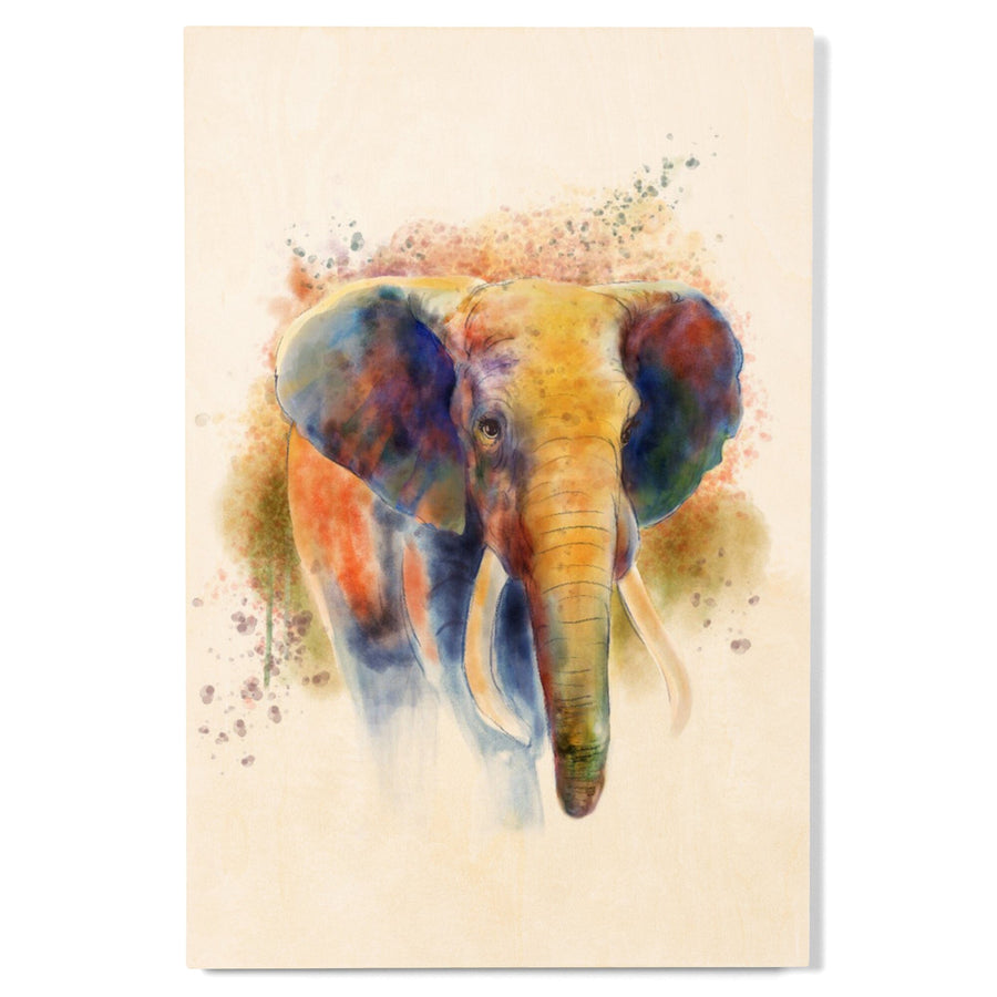 African Elephant, Watercolor, Lantern Press Artwork, Wood Signs and Postcards Wood Lantern Press 