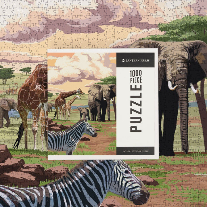 African Safari, Jigsaw Puzzle Puzzle Lantern Press 