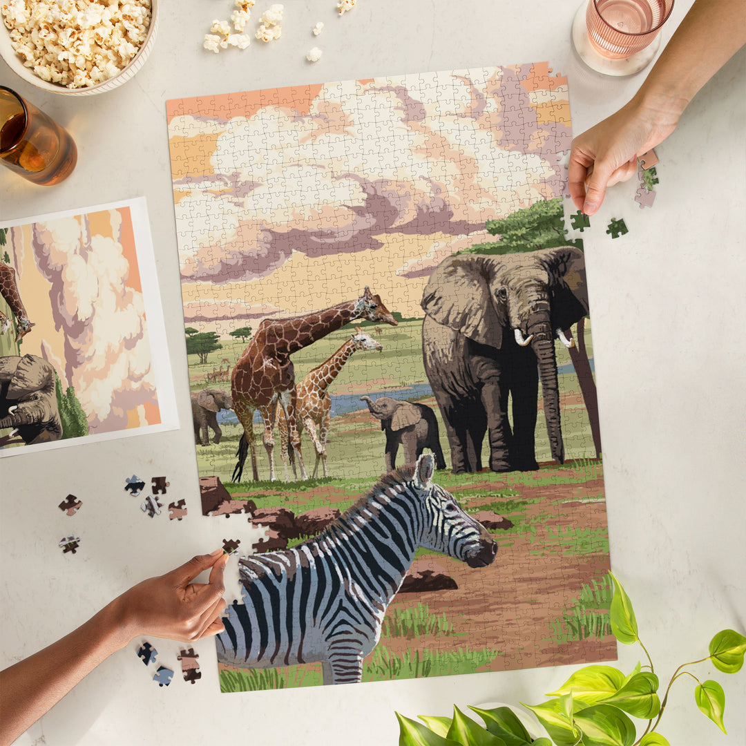 African Safari, Jigsaw Puzzle Puzzle Lantern Press 