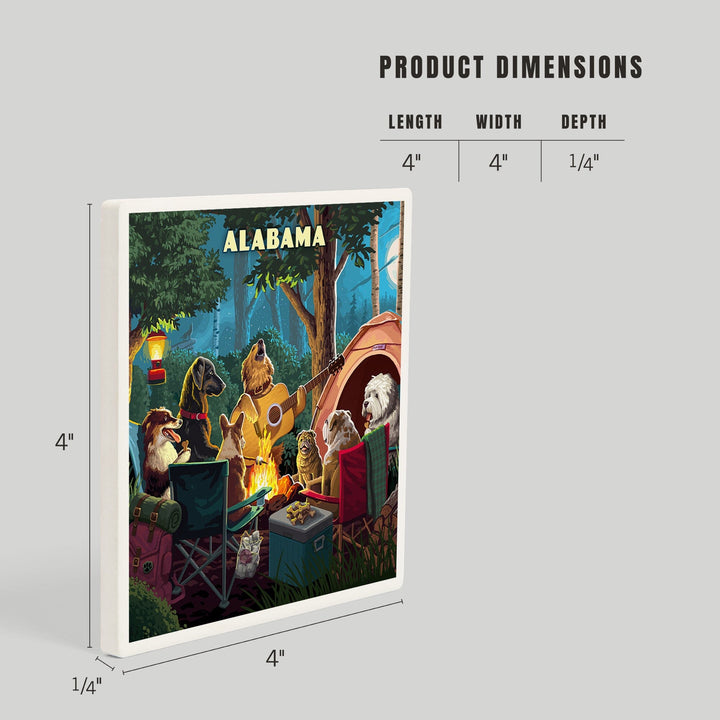 Alabama, Painterly, Pack Life, Dogs Around Campfire, Coasters Coasters Lantern Press 