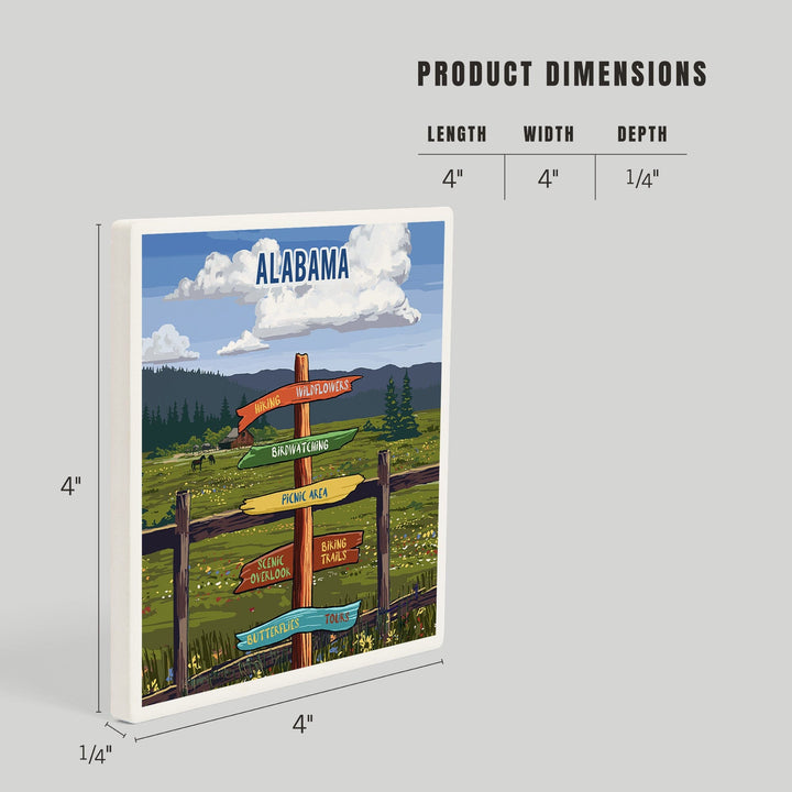 Alabama, Signpost, Meadow, Coasters Coasters Lantern Press 