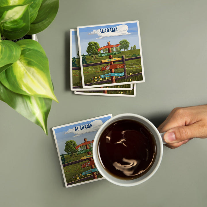 Alabama, Signpost, Orchard, Coasters Coasters Lantern Press 