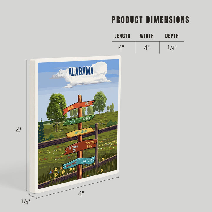 Alabama, Signpost, Orchard, Coasters Coasters Lantern Press 