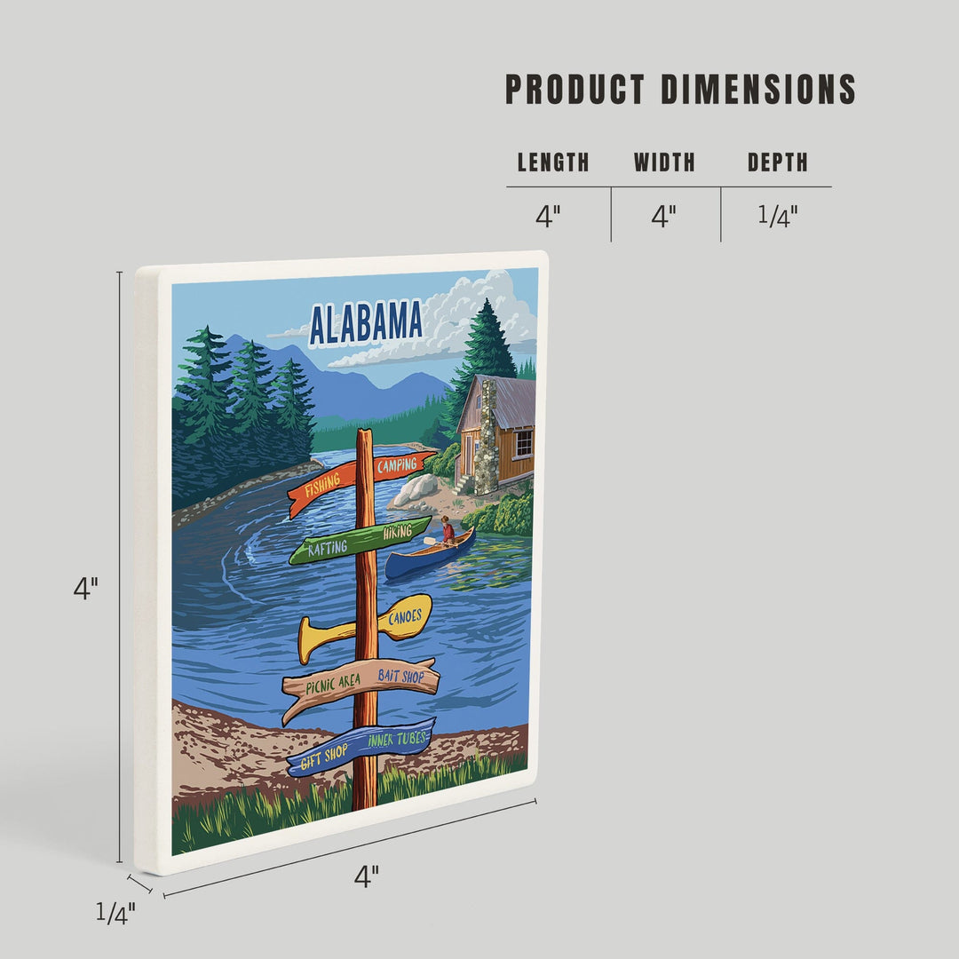 Alabama, Signpost, River, Coasters Coasters Lantern Press 