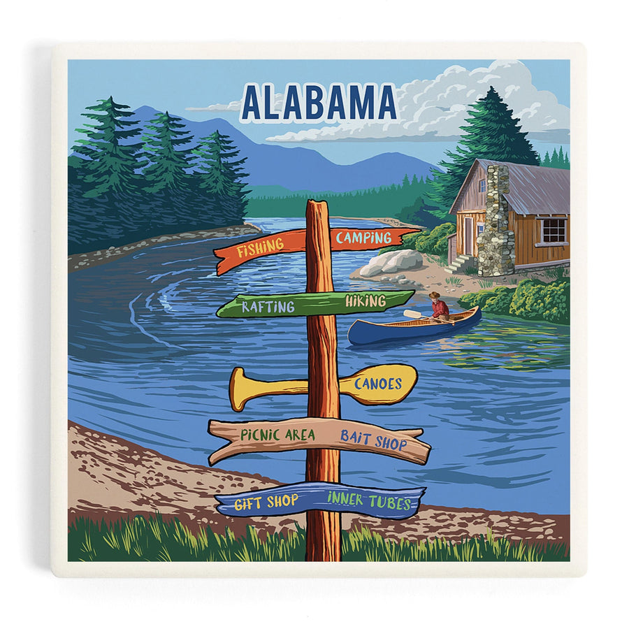 Alabama, Signpost, River, Coasters Coasters Lantern Press 