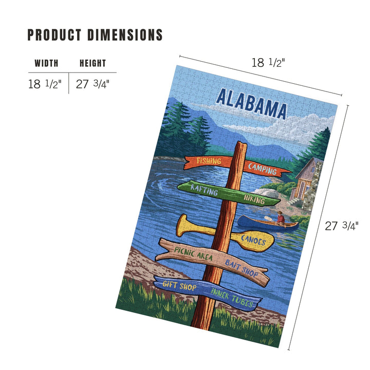 Alabama, Signpost, River, Jigsaw Puzzle Puzzle Lantern Press 