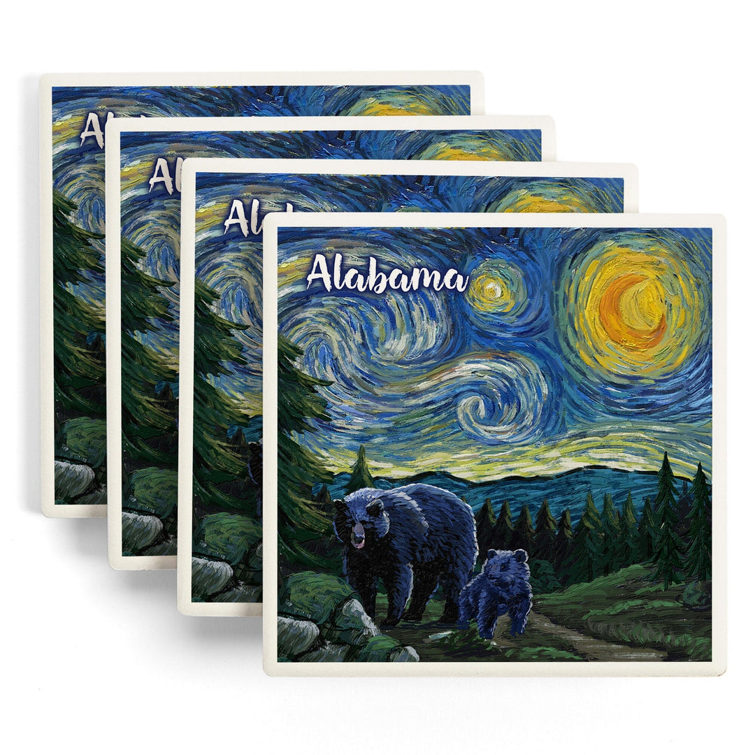 Alabama, Starry Night, Bear and Cub, Coasters Coasters Lantern Press 