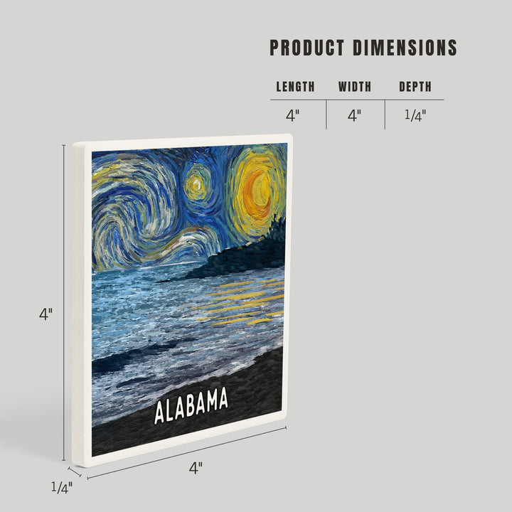 Alabama, Starry Night, Coastline, Coasters Coasters Lantern Press 