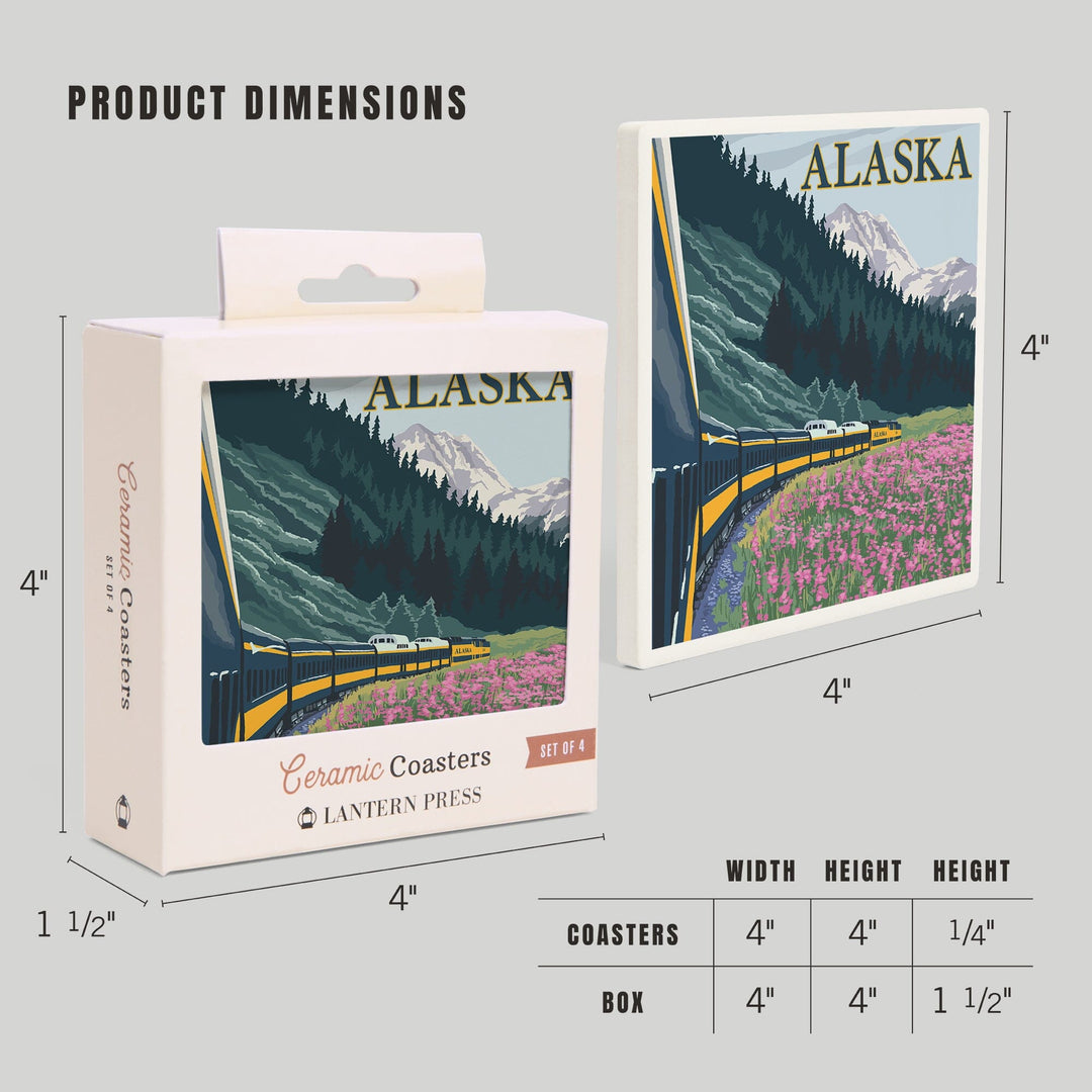 Alaska, Alaska Railroad, Coasters Coasters Lantern Press 