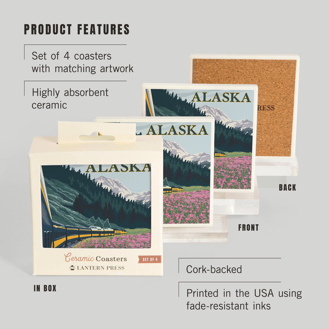 Alaska, Alaska Railroad, Coasters Coasters Lantern Press 