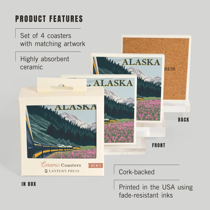 Alaska, Alaska Railroad, Coasters Coasters Lantern Press 