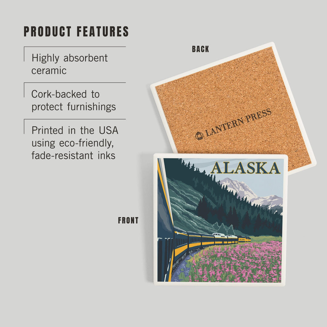 Alaska, Alaska Railroad, Coasters Coasters Lantern Press 