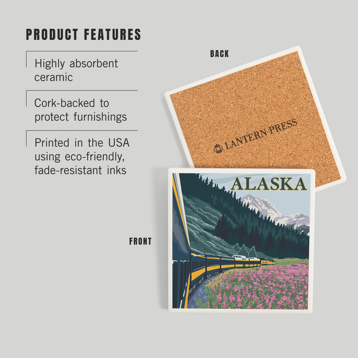 Alaska, Alaska Railroad, Coasters Coasters Lantern Press 