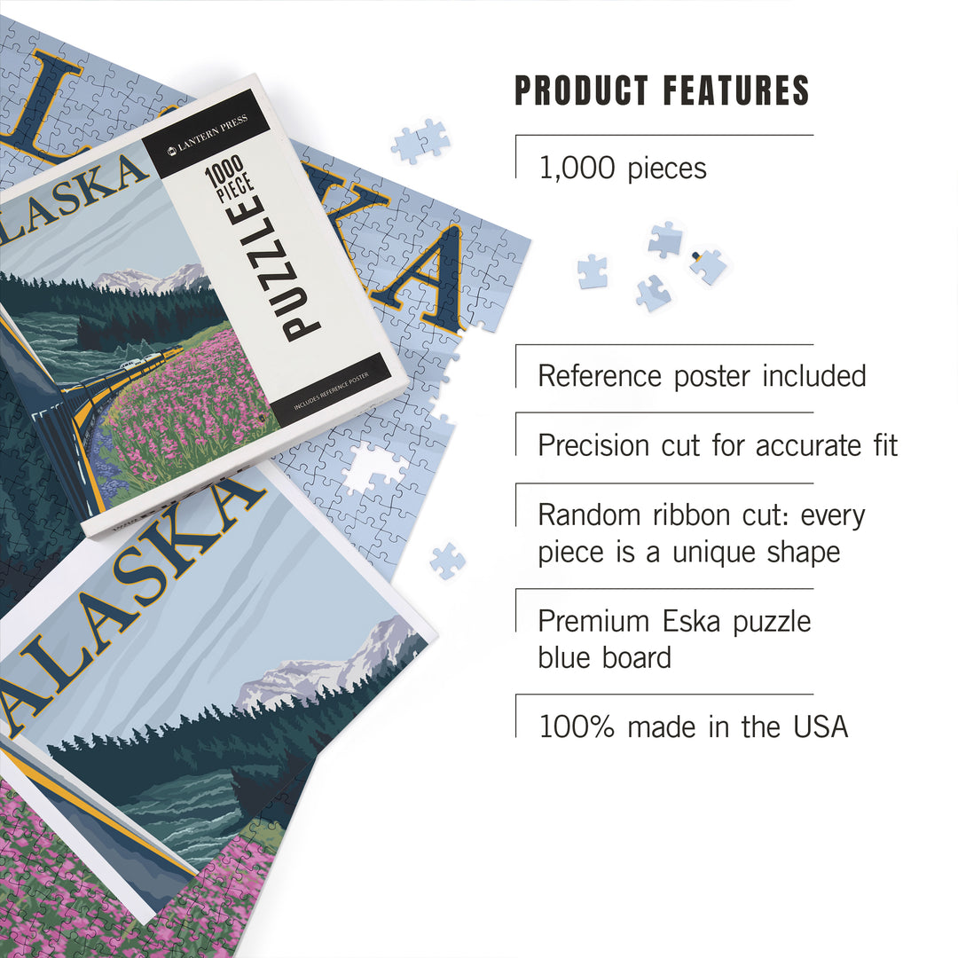 Alaska, Alaska Railroad, Jigsaw Puzzle Puzzle Lantern Press 