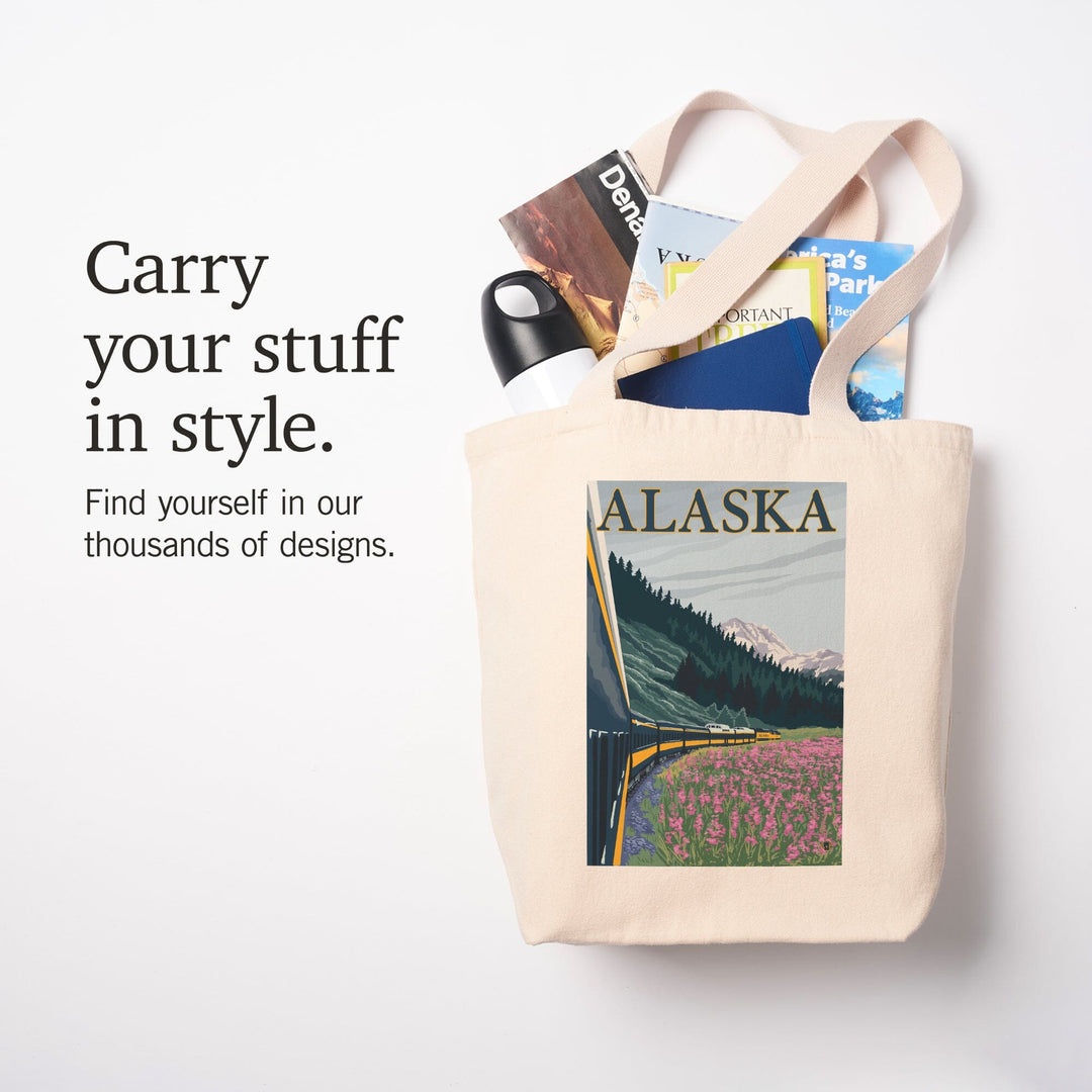 Alaska, Alaska Railroad, Lantern Press Artwork, Tote Bag Totes Lantern Press 