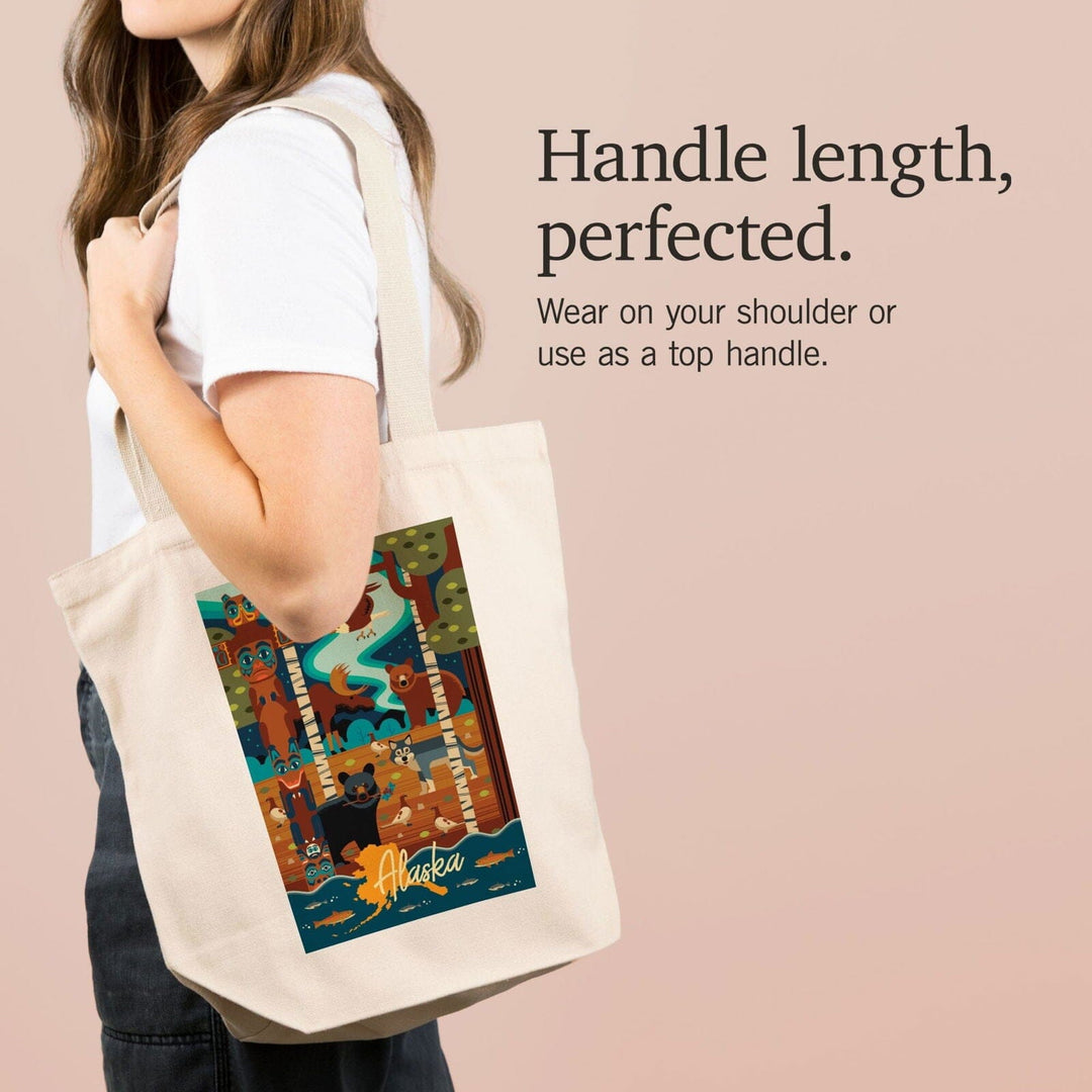 Alaska, Animals, Geometric, Lantern Press Artwork, Tote Bag Totes Lantern Press 