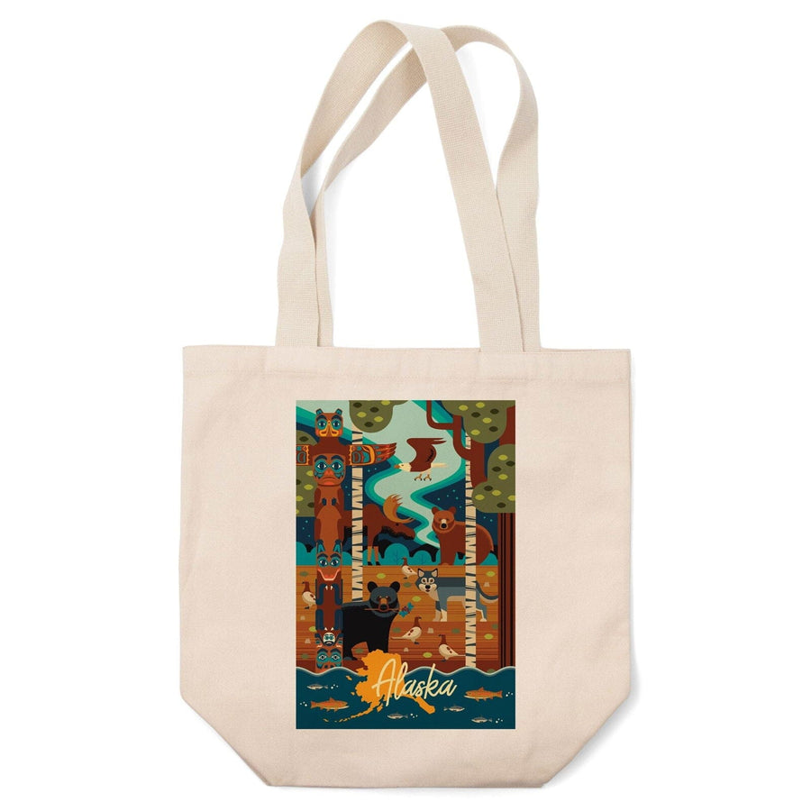 Alaska, Animals, Geometric, Lantern Press Artwork, Tote Bag Totes Lantern Press 