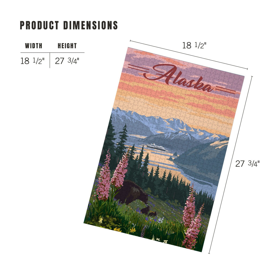 Alaska, Bear and Spring Flowers, Cruise Ship, Jigsaw Puzzle Puzzle Lantern Press 