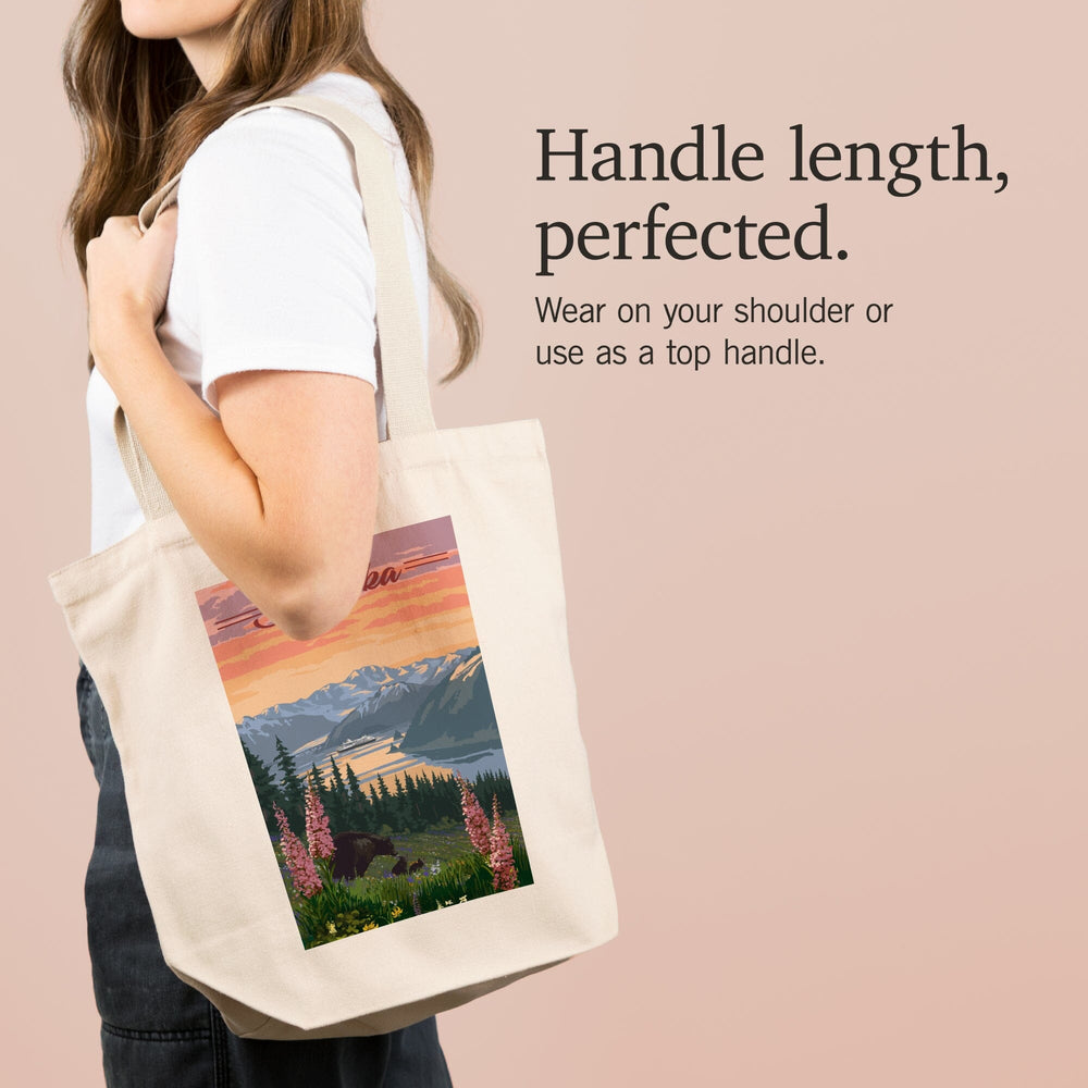 Alaska, Bear and Spring Flowers, Cruise Ship, Tote Bag Totes Lantern Press 