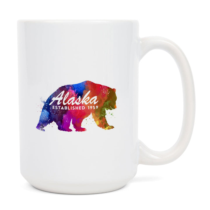 Alaska, Bear, Vibrant Watercolor, Est, Lantern Press Artwork, Ceramic Mug Mugs Lantern Press 