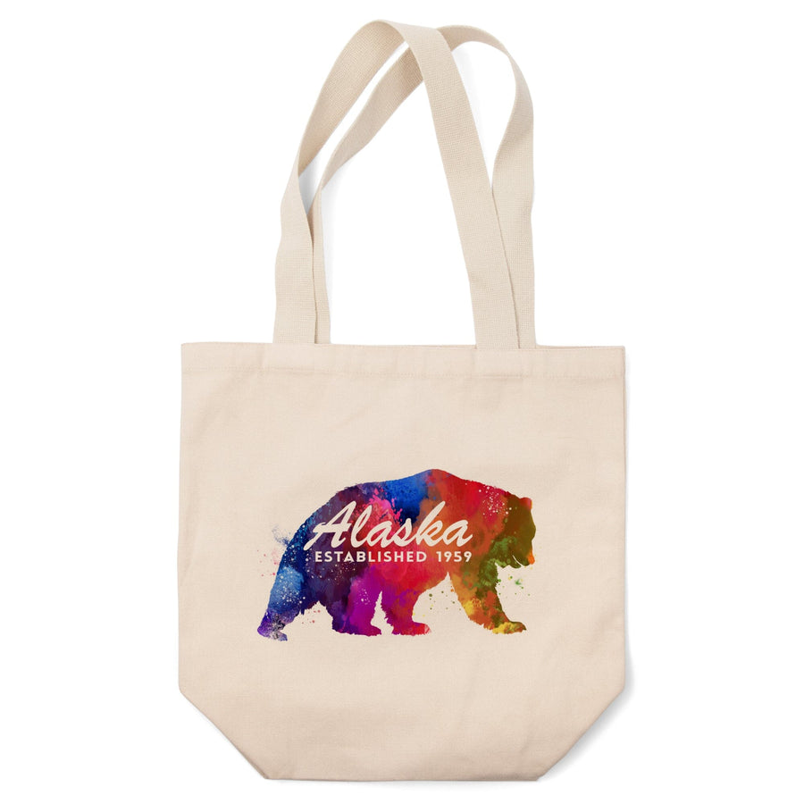 Alaska, Bear, Vibrant Watercolor, Est, Lantern Press Artwork, Tote Bag Totes Lantern Press 