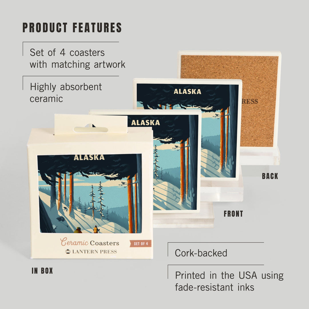 Alaska, Better on Foot, Snowshoeing, Coasters Coasters Lantern Press 