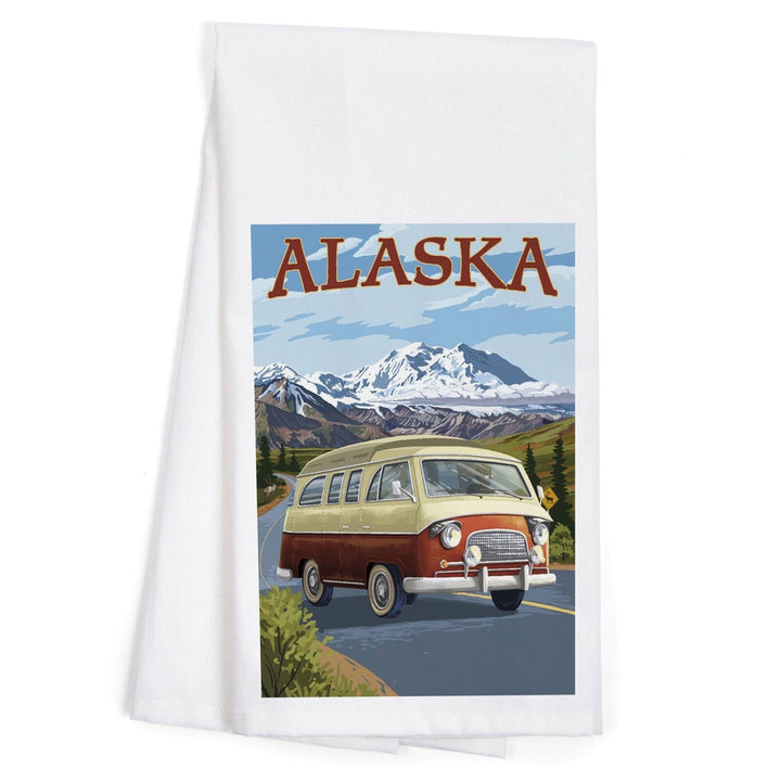 Alaska, Camper Van, Cruise, Organic Cotton Kitchen Tea Towels Kitchen Lantern Press 