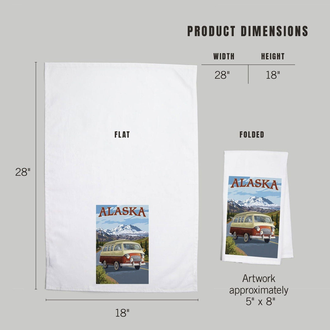 Alaska, Camper Van, Cruise, Organic Cotton Kitchen Tea Towels Kitchen Lantern Press 