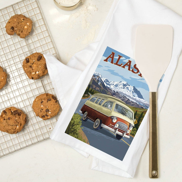 Alaska, Camper Van, Cruise, Organic Cotton Kitchen Tea Towels Kitchen Lantern Press 