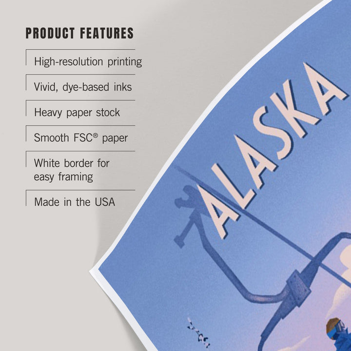 Alaska, Chill on the Uphill, Ski Lift, Art & Giclee Prints Art Lantern Press 
