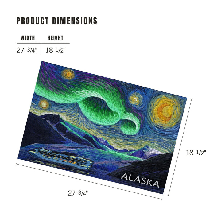 Alaska, Cruise Ship and Glacier, Starry Night, Jigsaw Puzzle Puzzle Lantern Press 