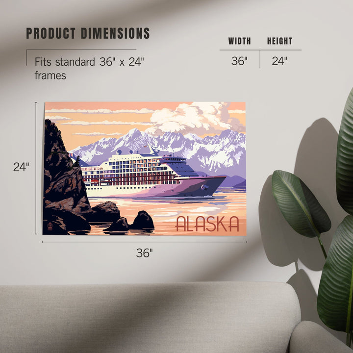 Alaska, Cruise Ship and Sunset, Art & Giclee Prints Art Lantern Press 