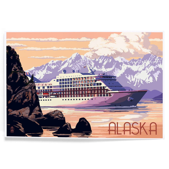 Alaska, Cruise Ship and Sunset, Art & Giclee Prints Art Lantern Press 