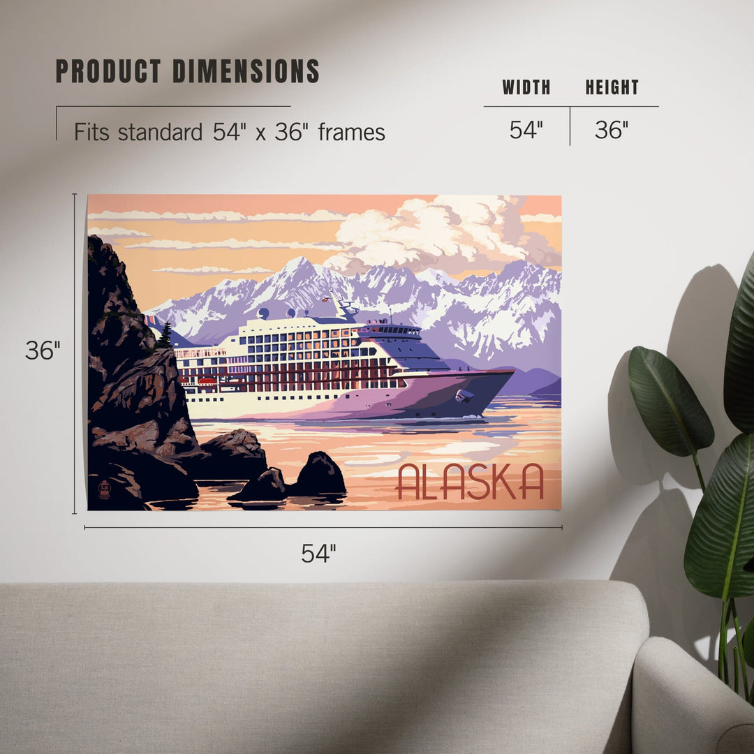 Alaska, Cruise Ship and Sunset, Art & Giclee Prints Art Lantern Press 