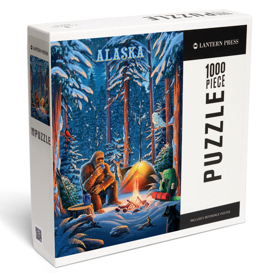 Alaska, Find Your Inner Squatch, Camping Bigfoot, Jigsaw Puzzle Puzzle Lantern Press 