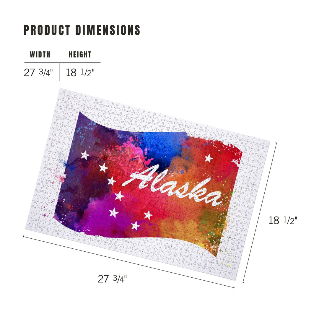 Alaska, Flag, Vibrant Watercolor, Jigsaw Puzzle Puzzle Lantern Press 