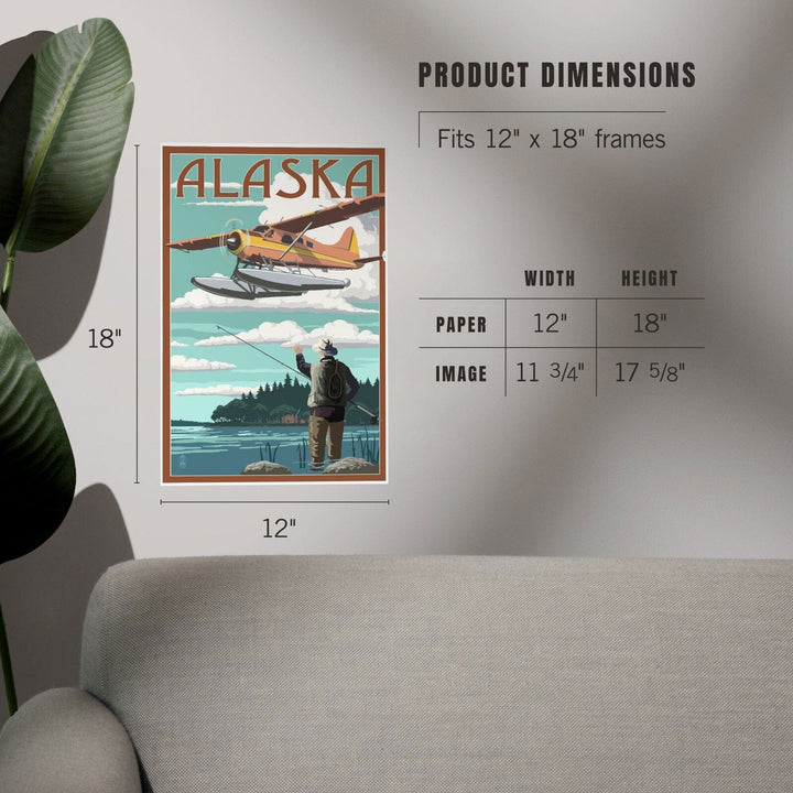 Alaska, Float Plane and Fisherman, Art & Giclee Prints Art Lantern Press 