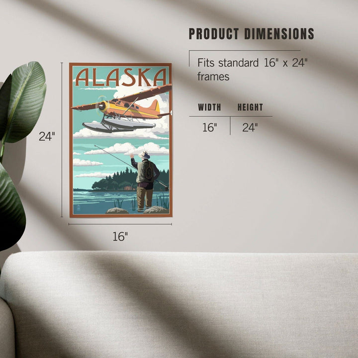 Alaska, Float Plane and Fisherman, Art & Giclee Prints Art Lantern Press 