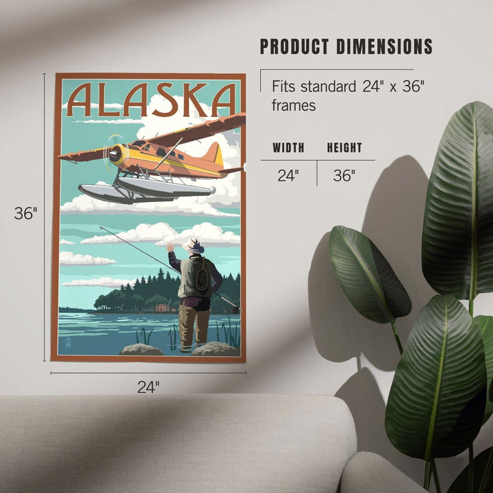 Alaska, Float Plane and Fisherman, Art & Giclee Prints Art Lantern Press 