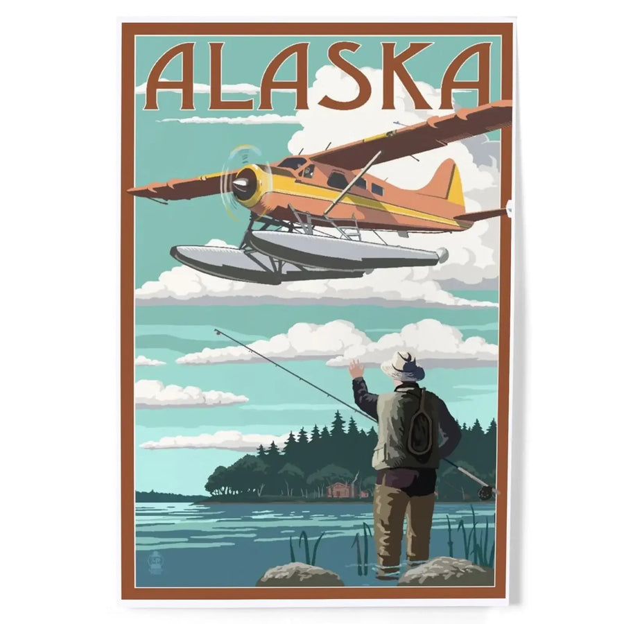 Alaska, Float Plane and Fisherman art prints, metal signs 24 x 36 Giclee Print