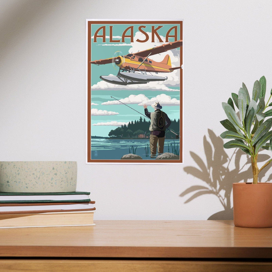 Alaska, Float Plane and Fisherman, Art & Giclee Prints Art Lantern Press 