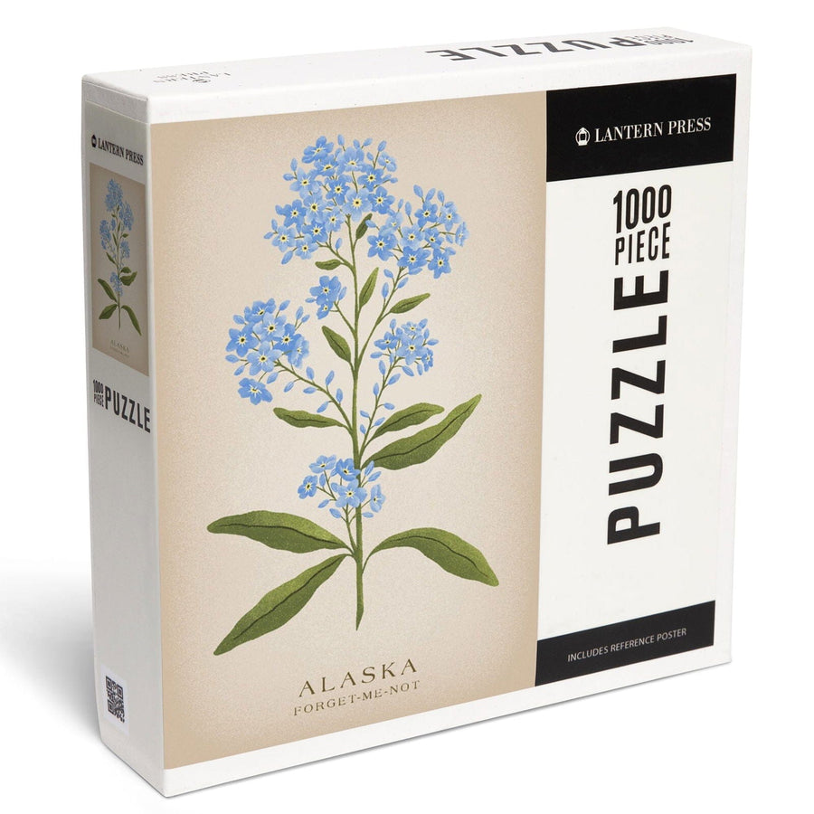 Alaska, Forget-Me-Not, Vintage Flora, State Series, Jigsaw Puzzle Puzzle Lantern Press 