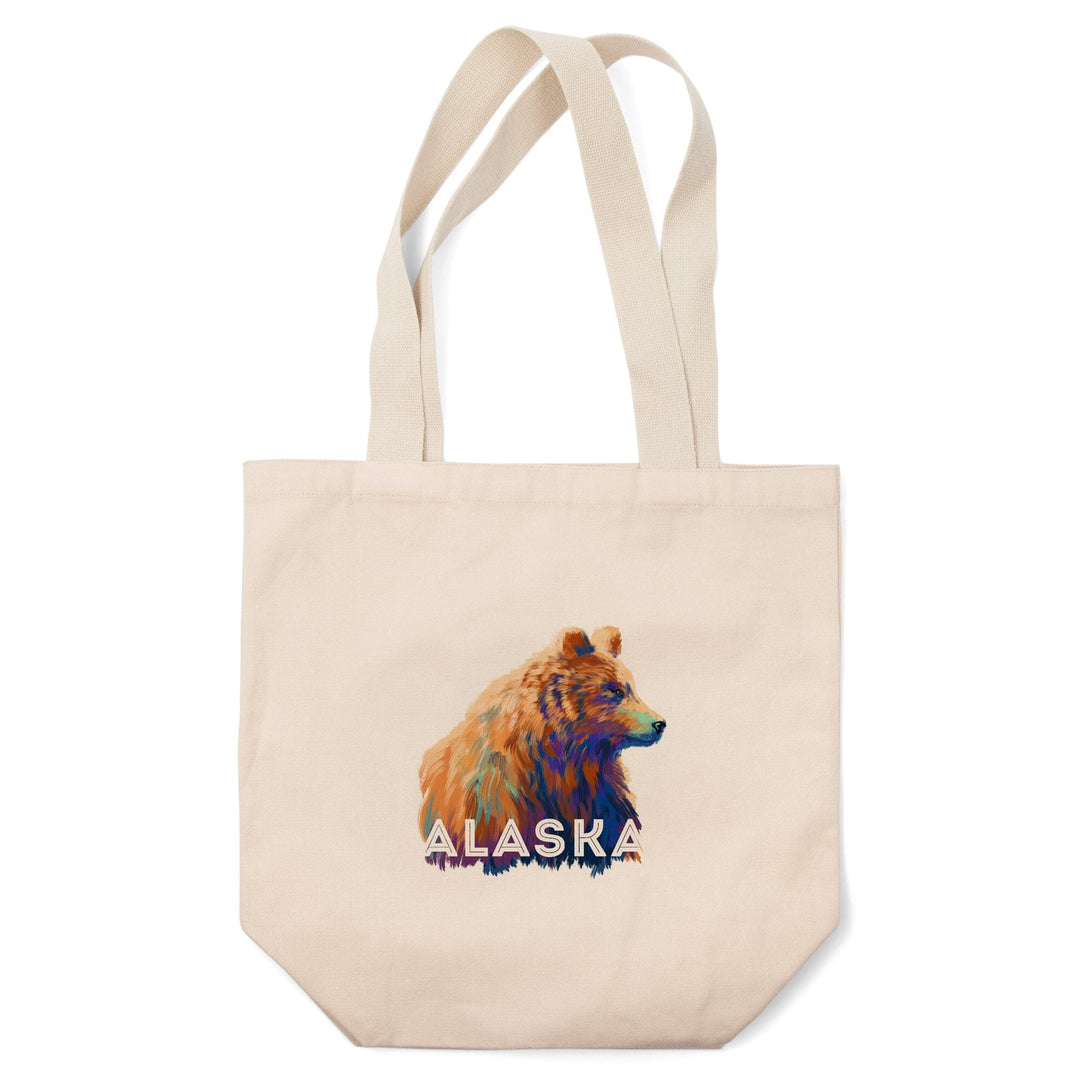 Alaska, Grizzly Bear, Vivid Watercolor, Contour, Lantern Press Artwork, Tote Bag Totes Lantern Press 