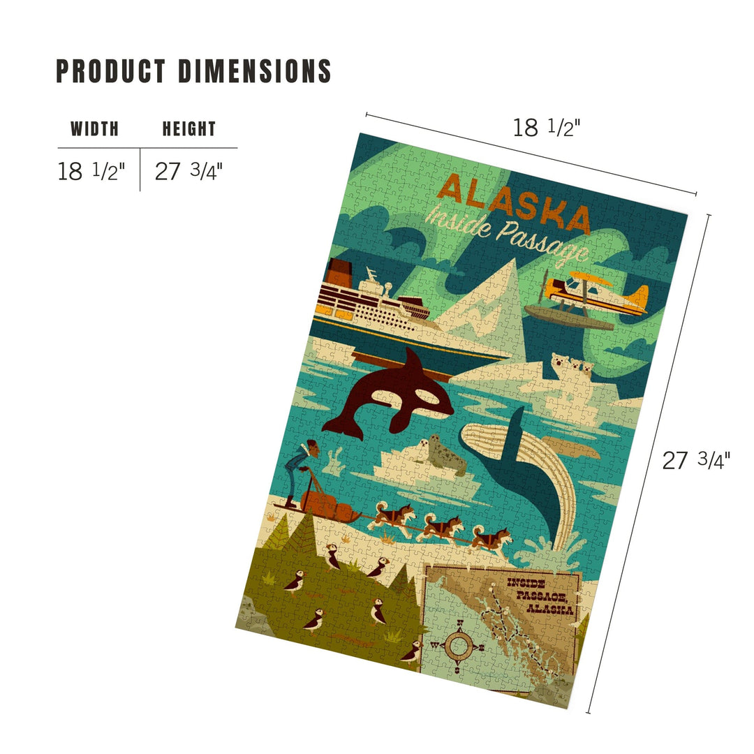 Alaska, Inside Passage, Geometric, Jigsaw Puzzle Puzzle Lantern Press 