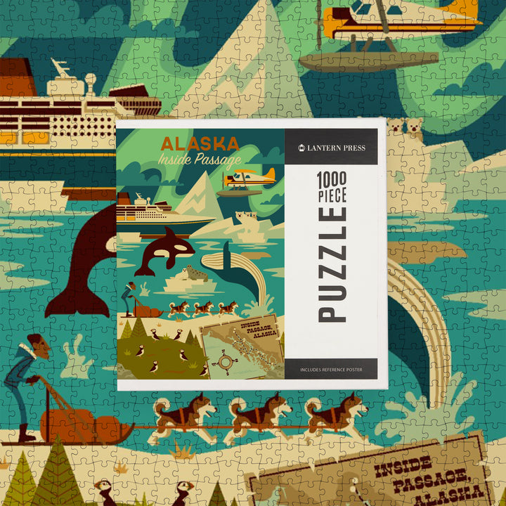 Alaska, Inside Passage, Geometric, Jigsaw Puzzle Puzzle Lantern Press 
